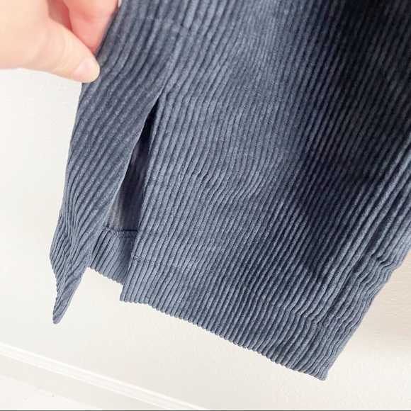 Anine Bing Jocelyn Corduroy Slit Hem Pants in Navy Blue - Picture 4 of 8